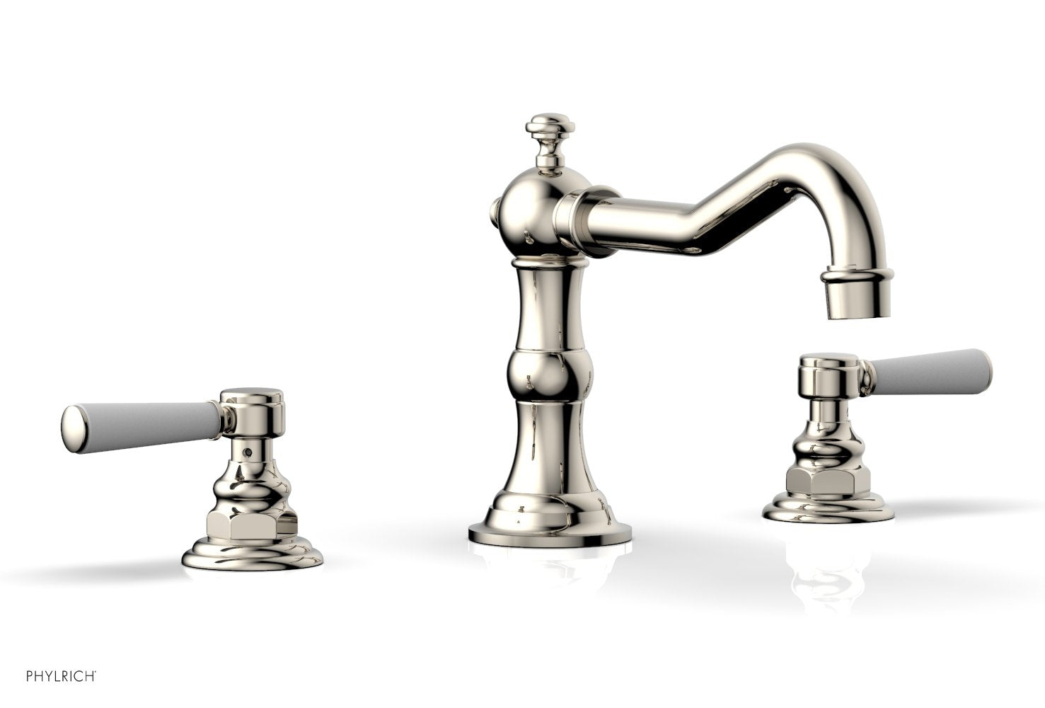 Phylrich HENRI Deck Tub Set - Satin White Lever Handles