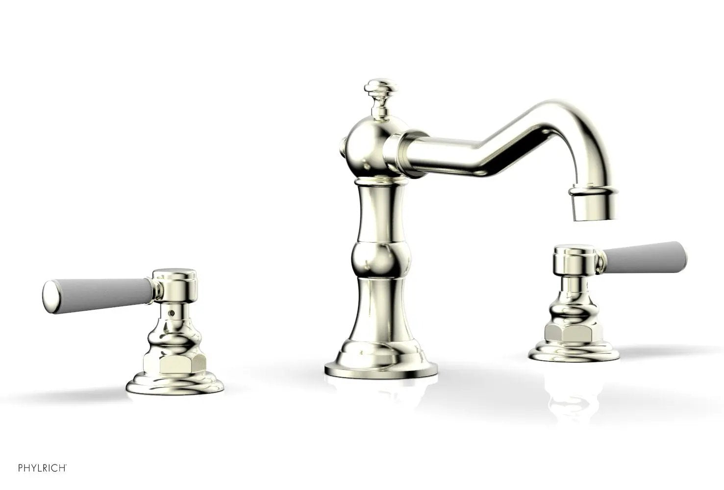 Phylrich HENRI Deck Tub Set - Satin White Lever Handles by Phylrich