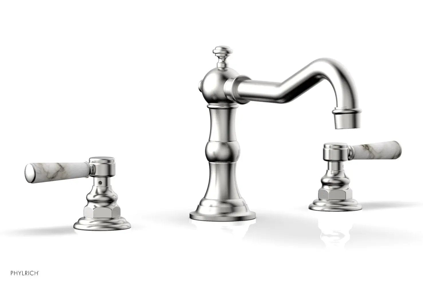 Phylrich HENRI Deck Tub Set - White Marble Lever Handles by Phylrich