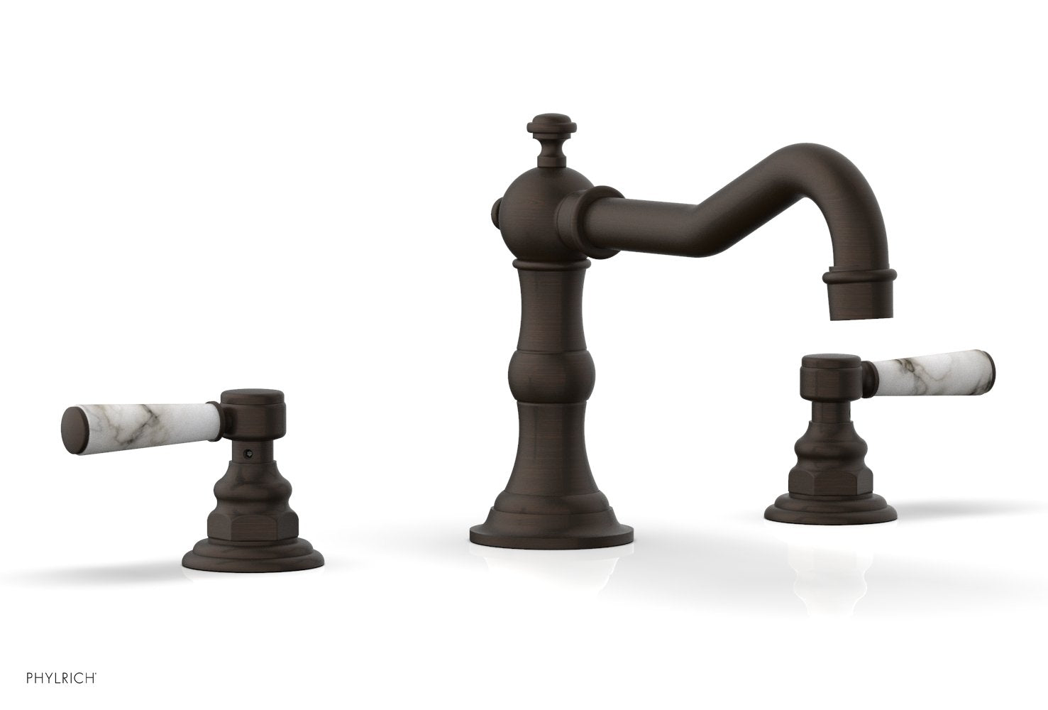 Phylrich HENRI Deck Tub Set - White Marble Lever Handles