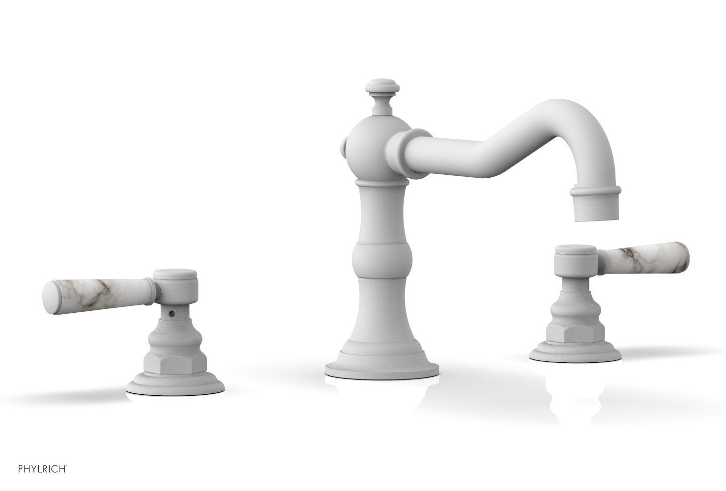 Phylrich HENRI Deck Tub Set - White Marble Lever Handles