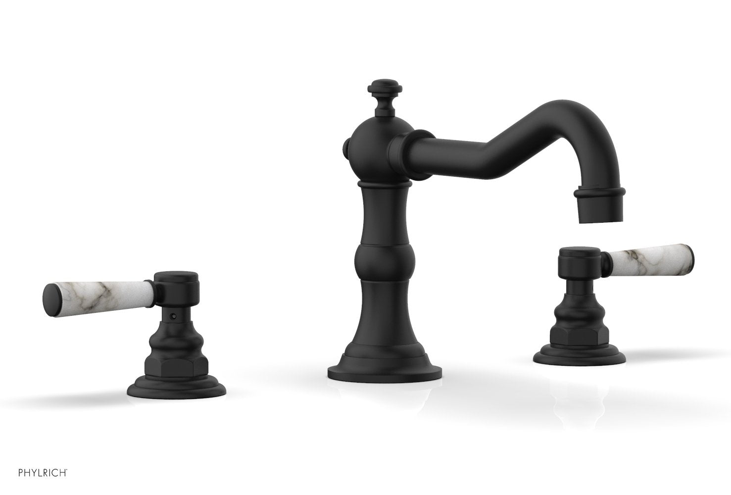 Phylrich HENRI Deck Tub Set - White Marble Lever Handles