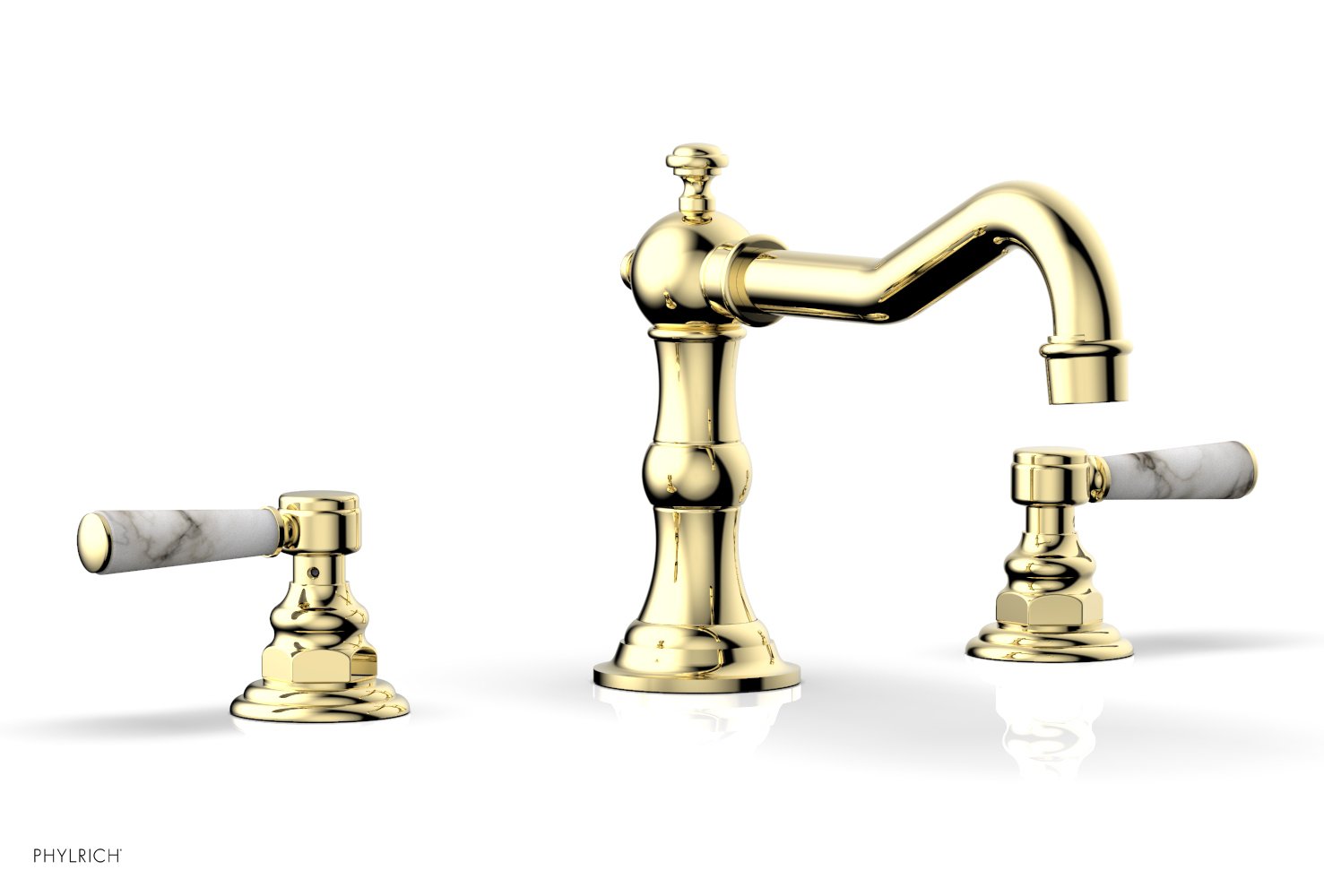 Phylrich HENRI Deck Tub Set - White Marble Lever Handles by Phylrich