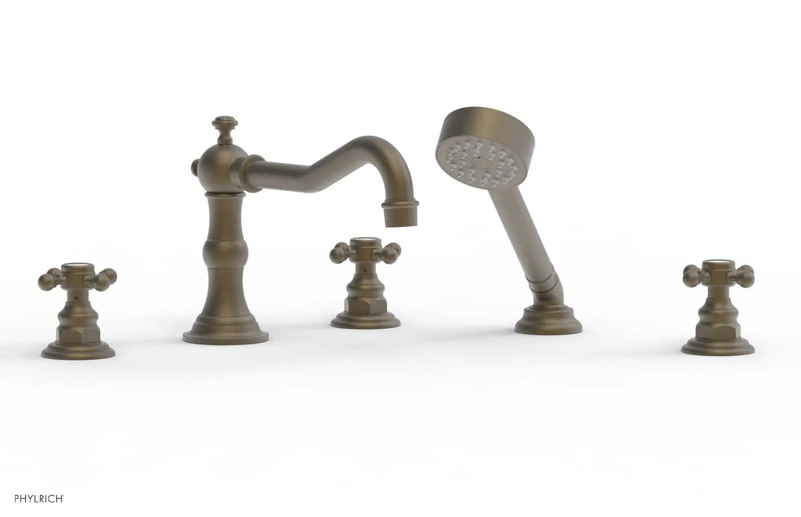 Phylrich HENRI Deck Tub Set with Hand Shower with Cross Handles by Phylrich