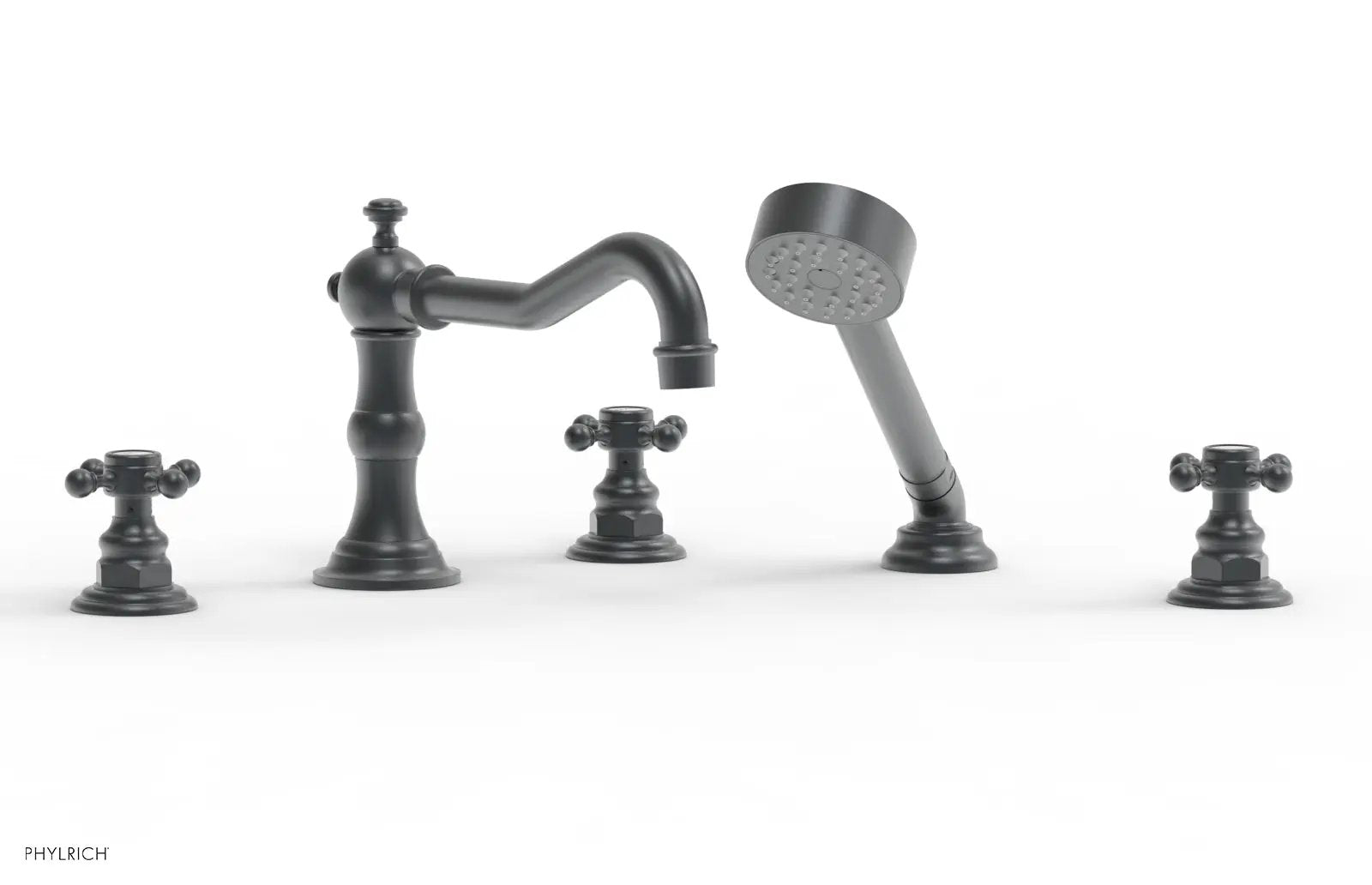 Phylrich HENRI Deck Tub Set with Hand Shower with Cross Handles by Phylrich