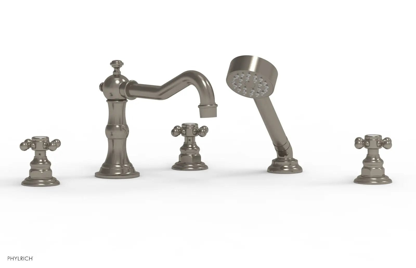 Phylrich HENRI Deck Tub Set with Hand Shower with Cross Handles by Phylrich