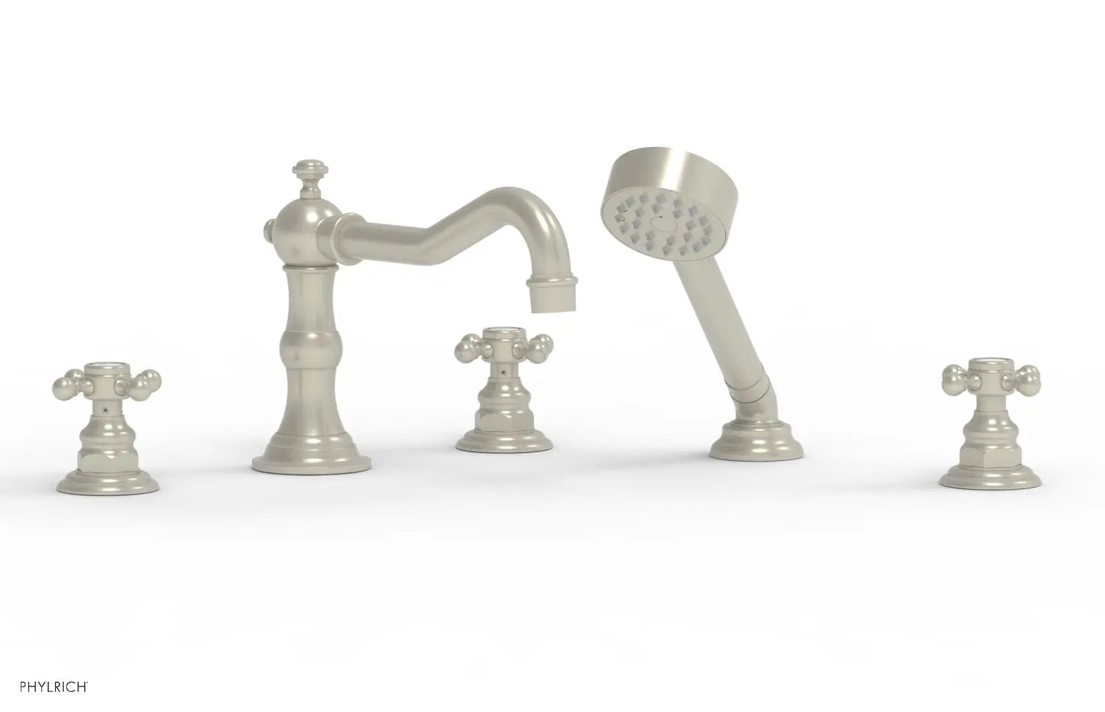 Phylrich HENRI Deck Tub Set with Hand Shower with Cross Handles by Phylrich