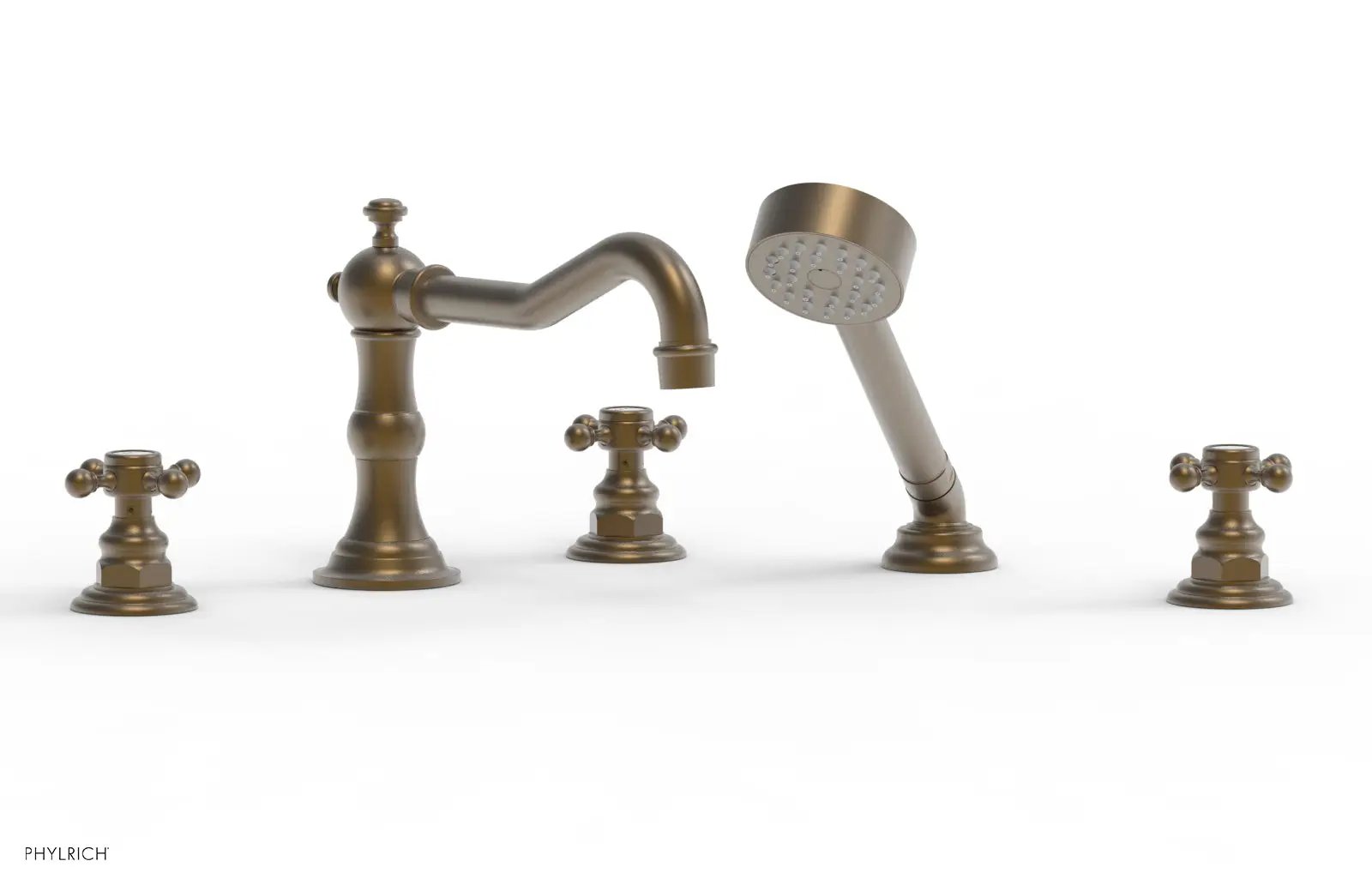 Phylrich HENRI Deck Tub Set with Hand Shower with Cross Handles by Phylrich