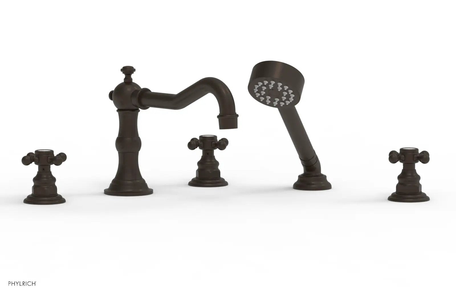 Phylrich HENRI Deck Tub Set with Hand Shower with Cross Handles by Phylrich