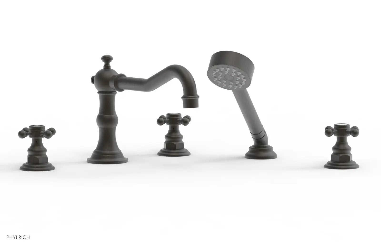 Phylrich HENRI Deck Tub Set with Hand Shower with Cross Handles by Phylrich