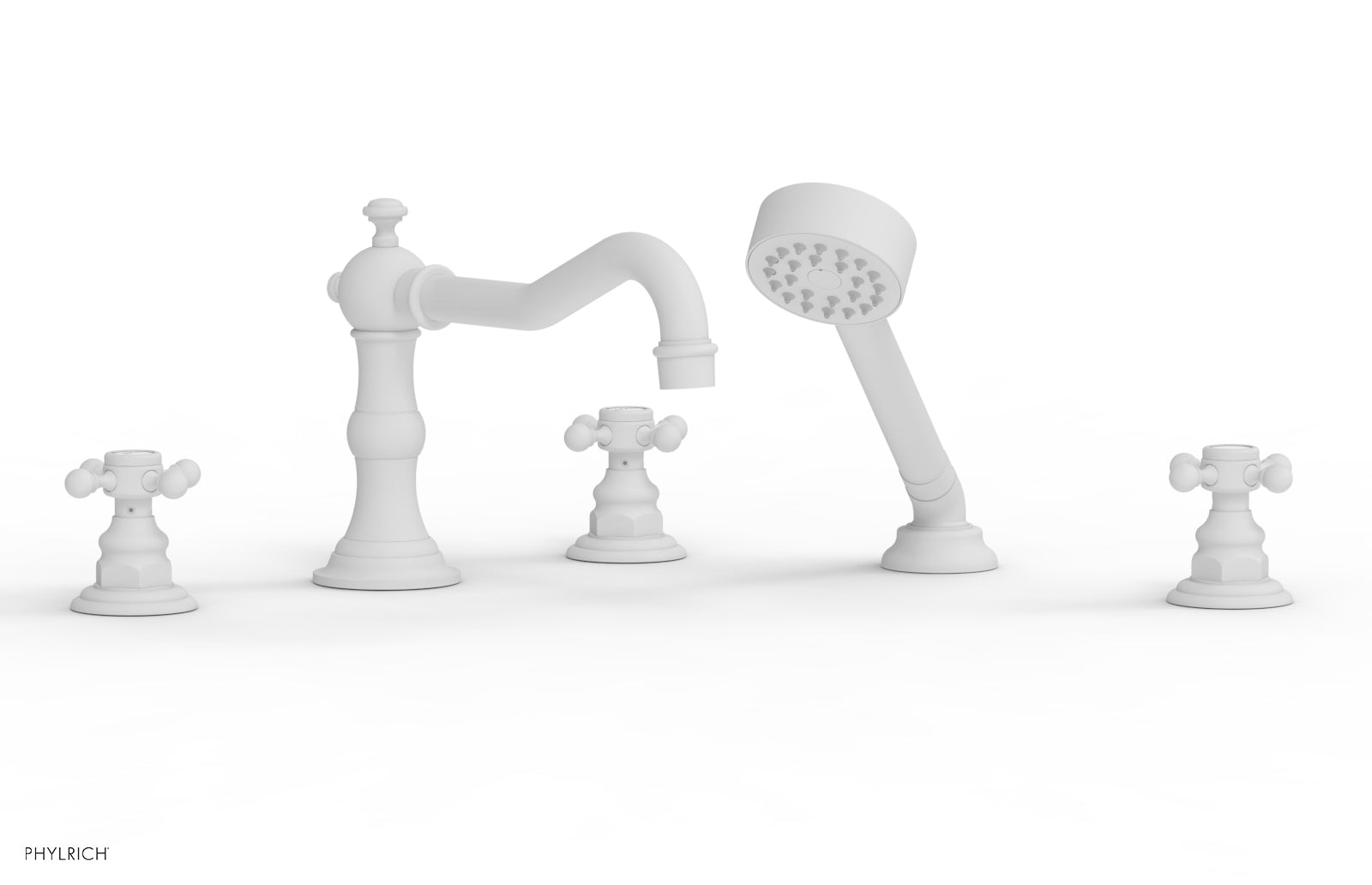 Phylrich HENRI Deck Tub Set with Hand Shower with Cross Handles