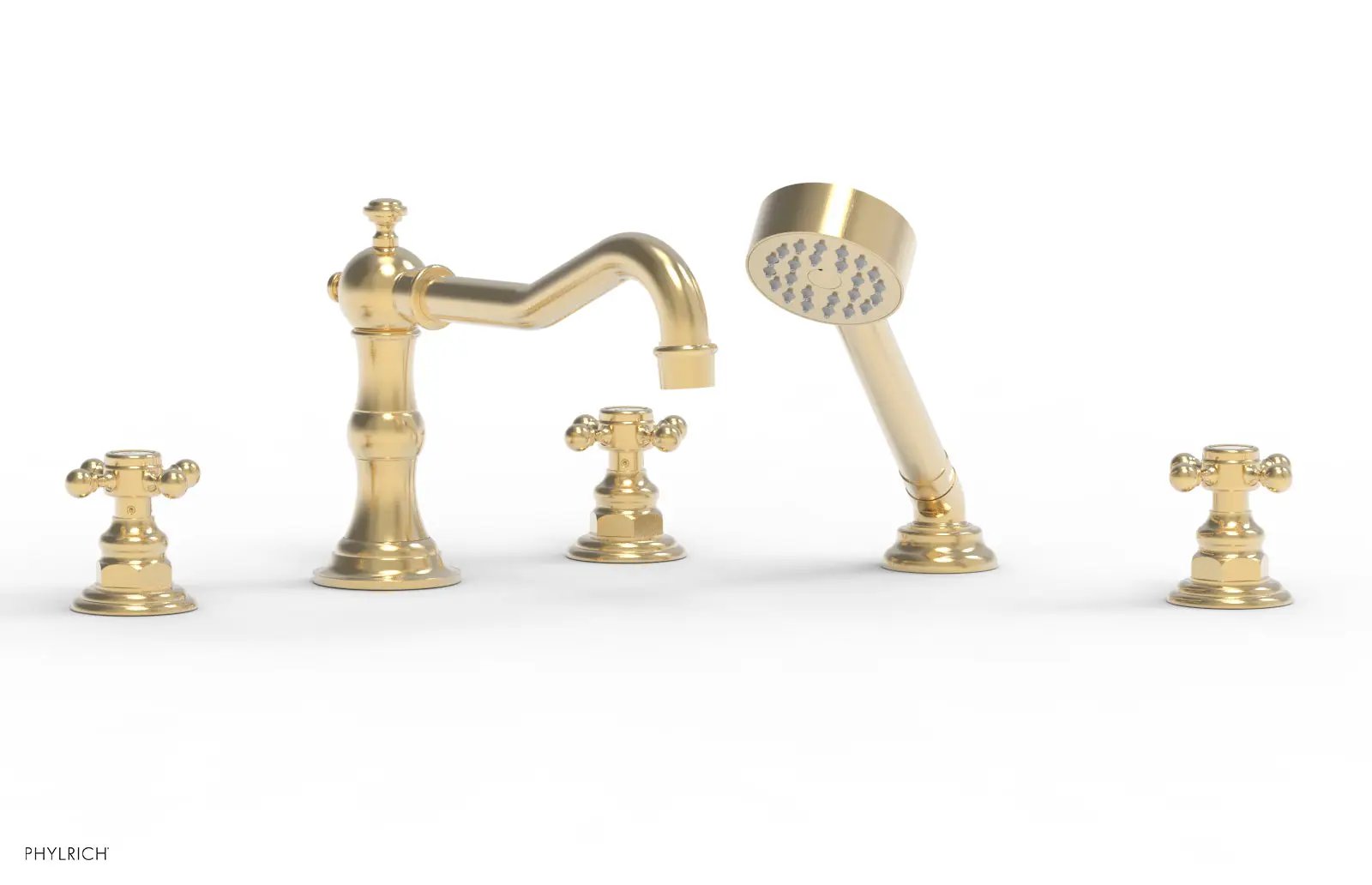 Phylrich HENRI Deck Tub Set with Hand Shower with Cross Handles by Phylrich