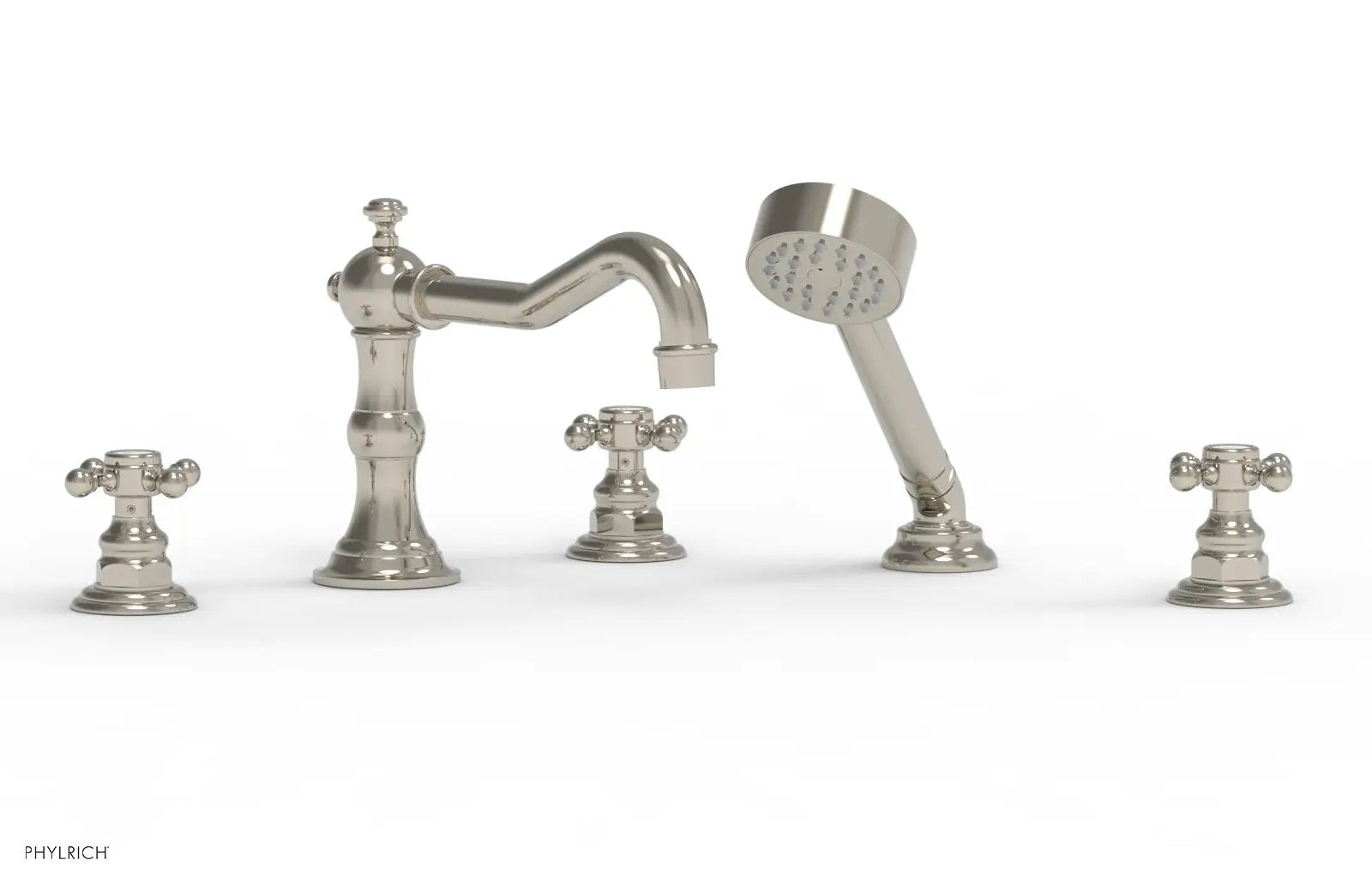 Phylrich HENRI Deck Tub Set with Hand Shower with Cross Handles by Phylrich