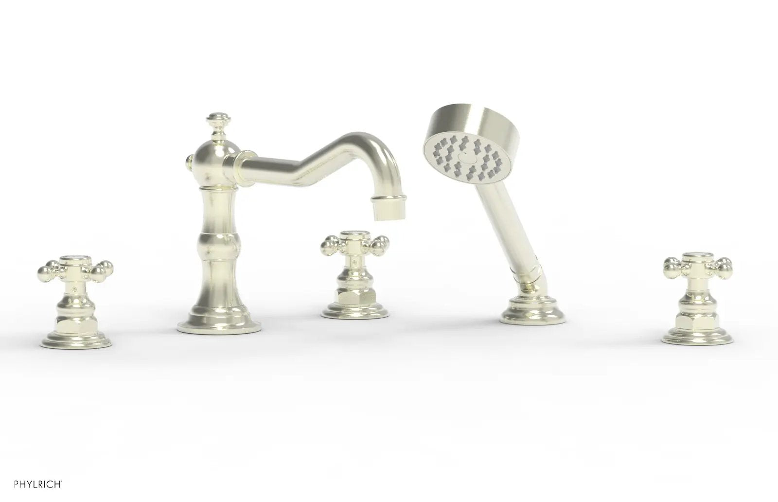 Phylrich HENRI Deck Tub Set with Hand Shower with Cross Handles by Phylrich
