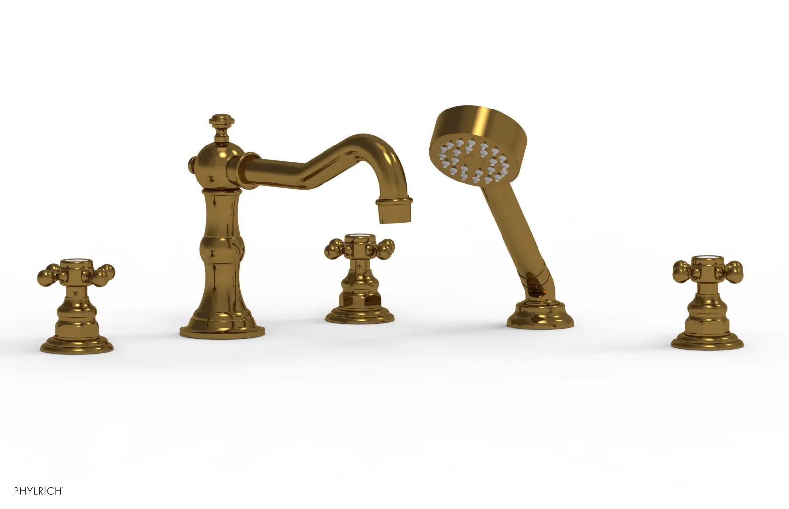 Phylrich HENRI Deck Tub Set with Hand Shower with Cross Handles by Phylrich