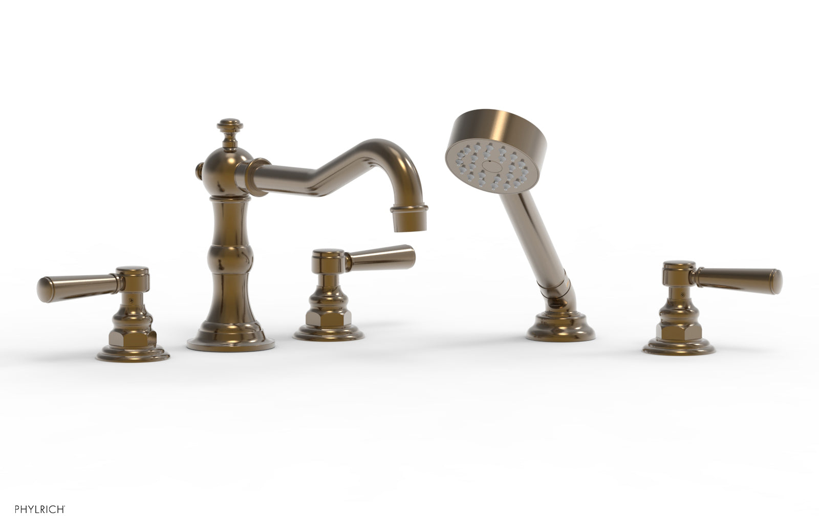 Phylrich HENRI Deck Tub Set with Hand Shower with Lever Handles