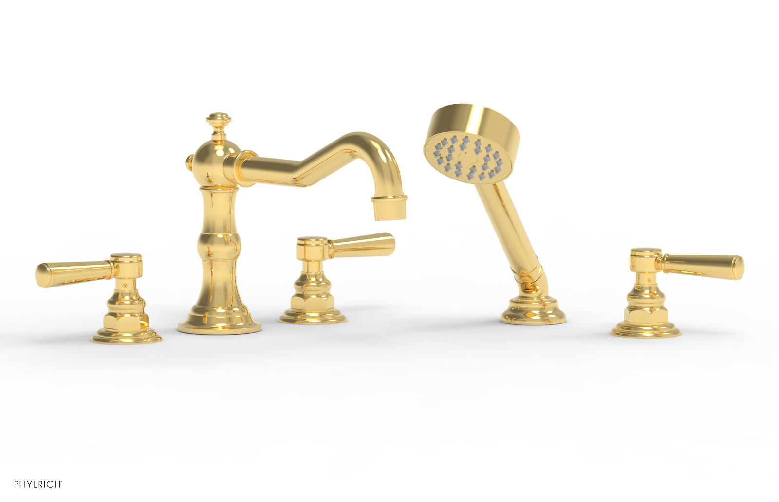 Phylrich HENRI Deck Tub Set with Hand Shower with Lever Handles