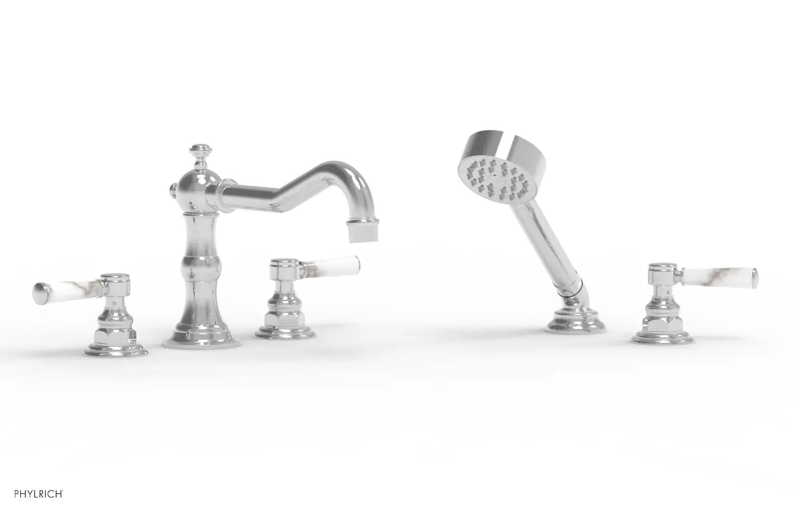 polished chrome deck tub set