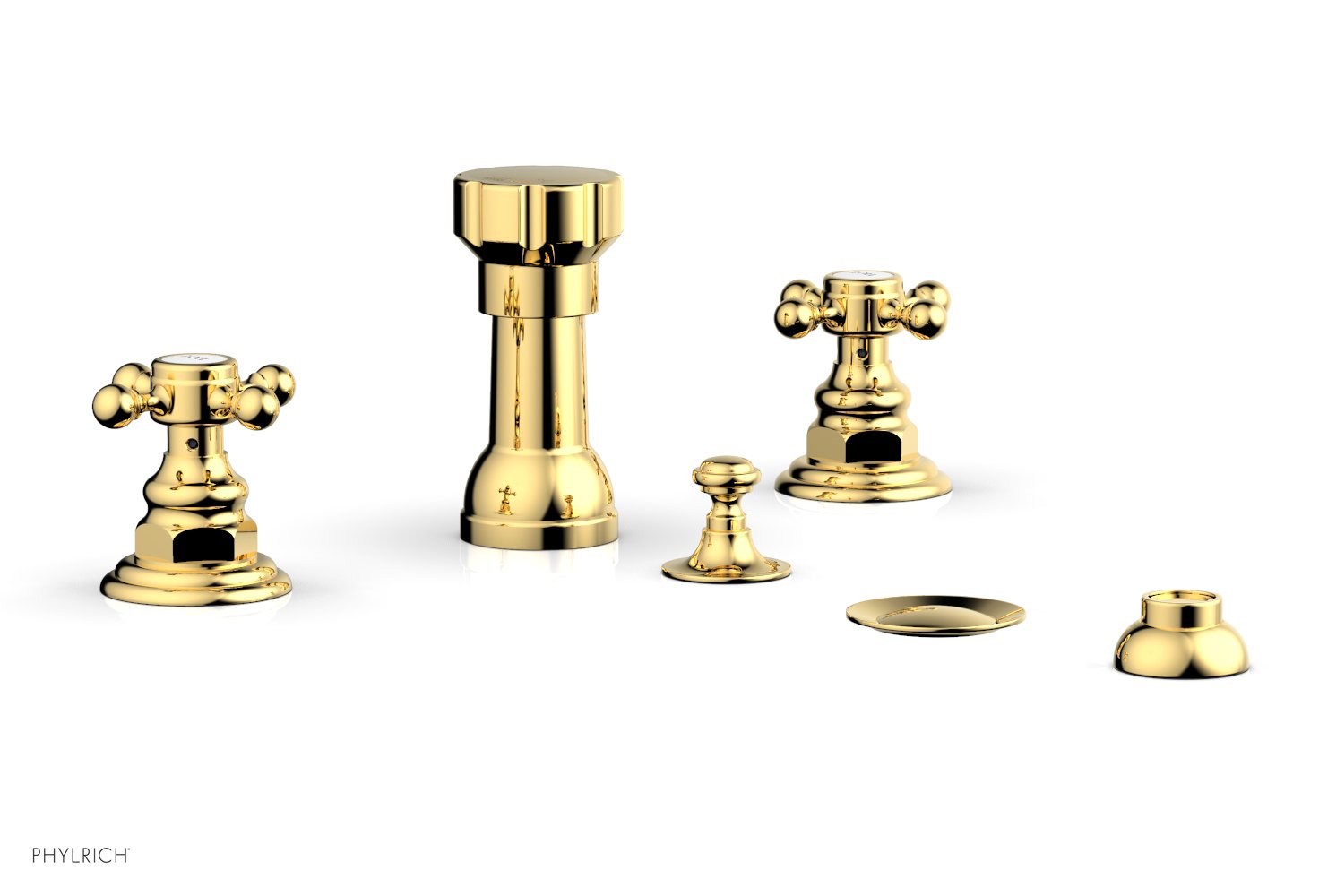 Phylrich HENRI Four Hole Bidet Set - Cross Handles