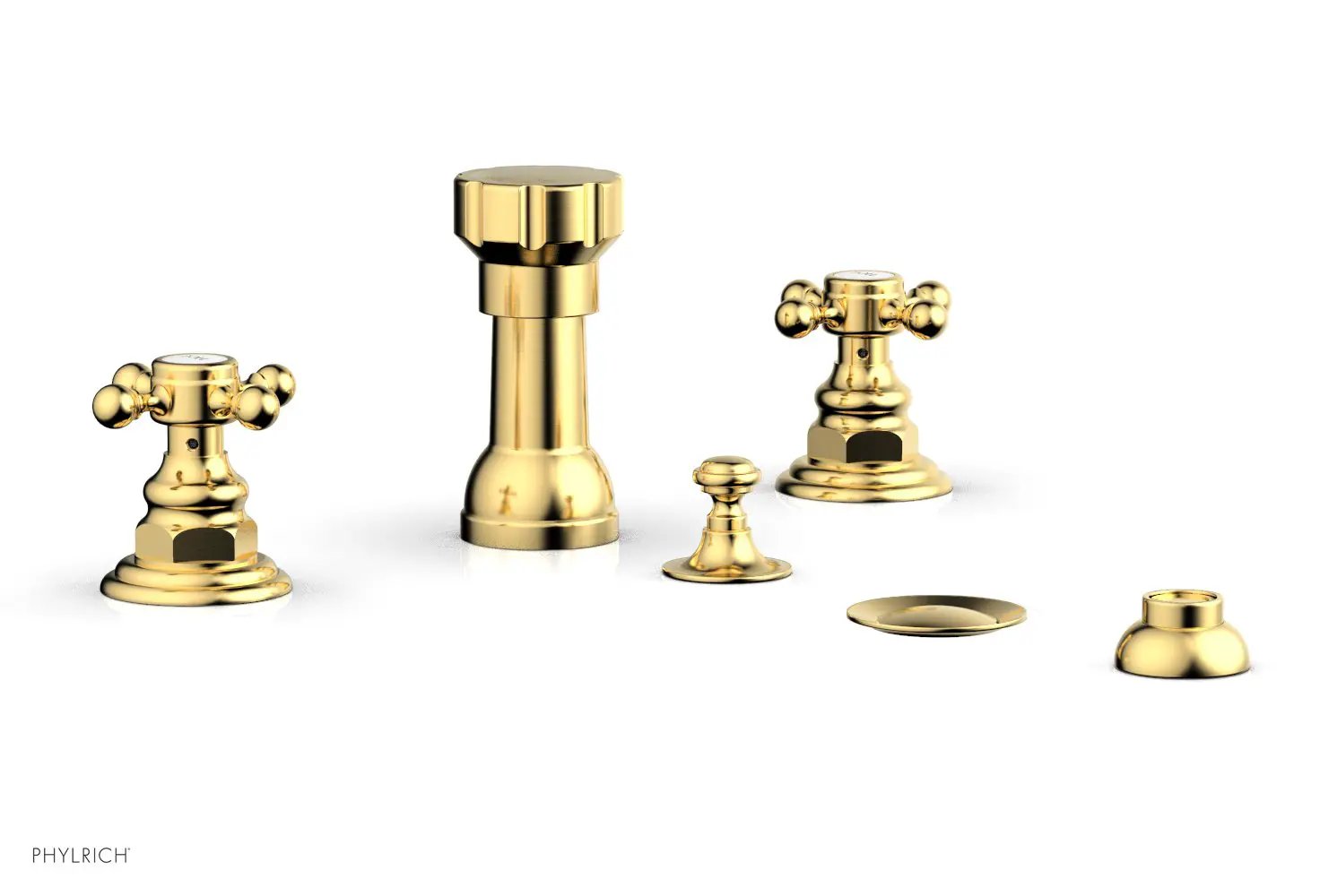 Phylrich HENRI Four Hole Bidet Set - Cross Handles by Phylrich