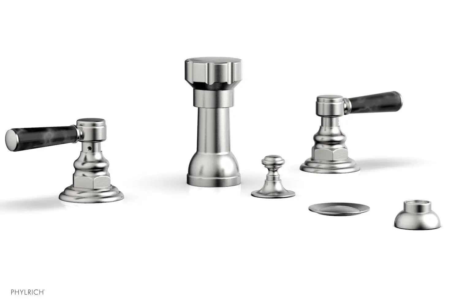 Phylrich HENRI Four Hole Bidet Set - Black Marble Lever Handles by Phylrich