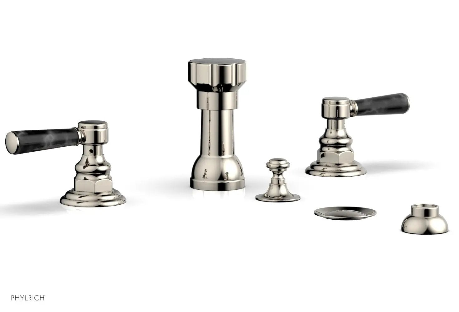 Phylrich HENRI Four Hole Bidet Set - Black Marble Lever Handles by Phylrich