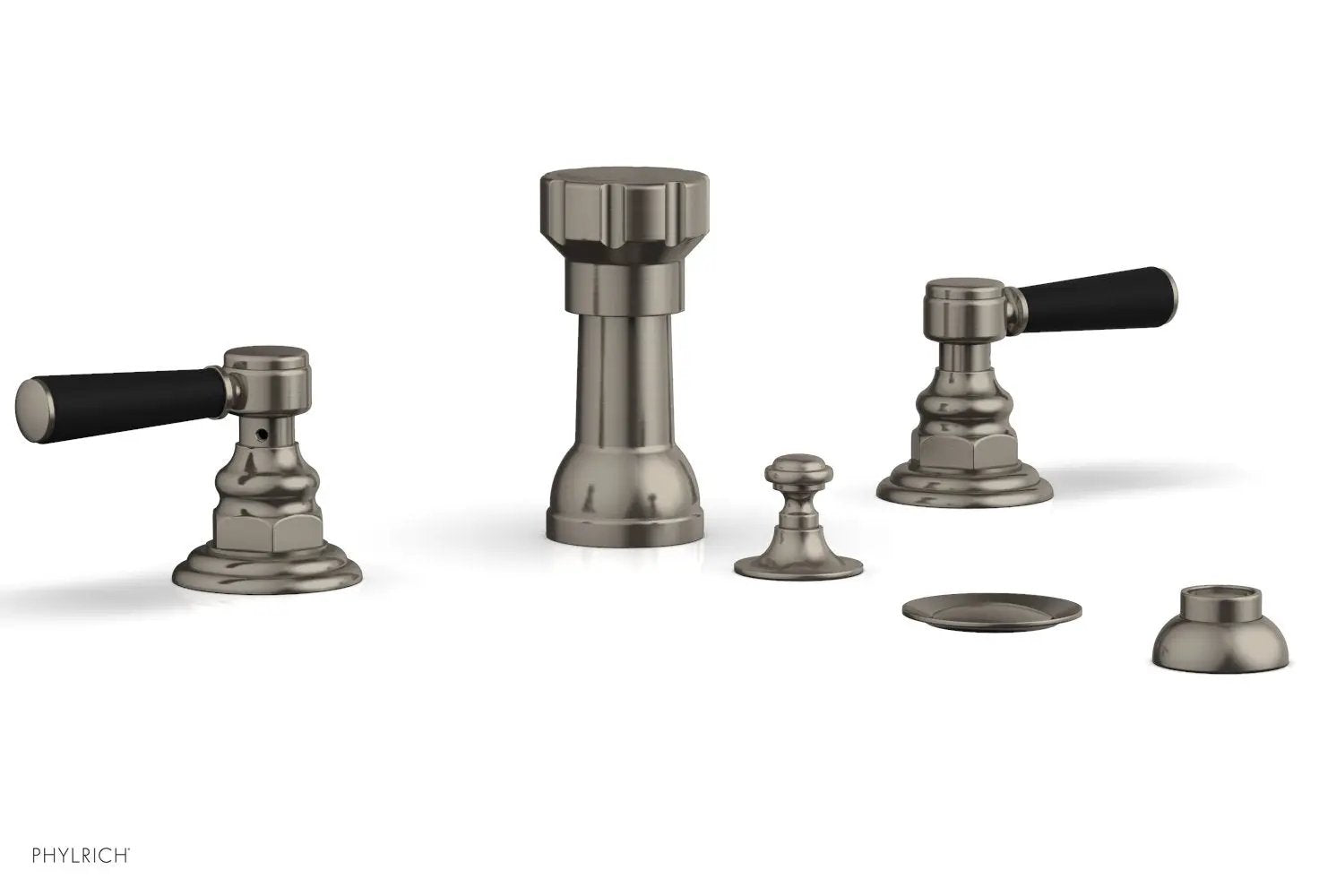Phylrich HENRI Four Hole Bidet Set - Satin Black Lever Handles by Phylrich
