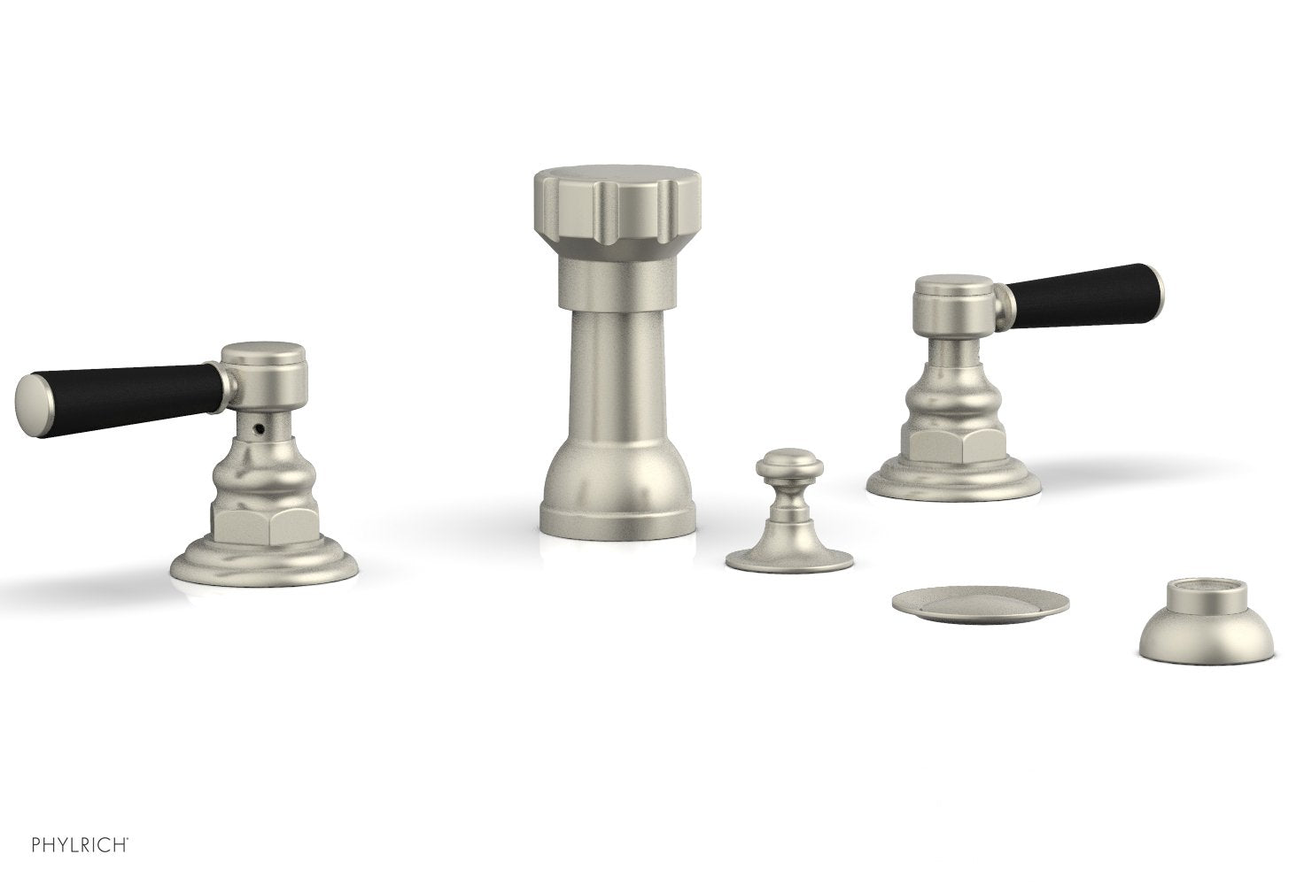 Phylrich HENRI Four Hole Bidet Set - Satin Black Lever Handles