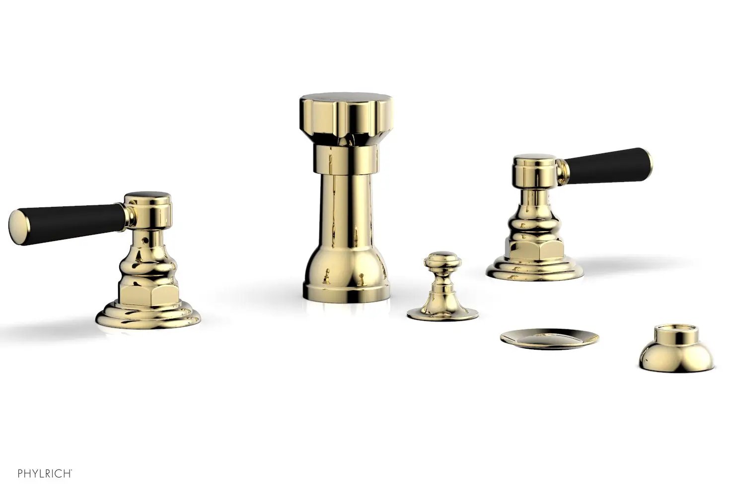Phylrich HENRI Four Hole Bidet Set - Satin Black Lever Handles by Phylrich