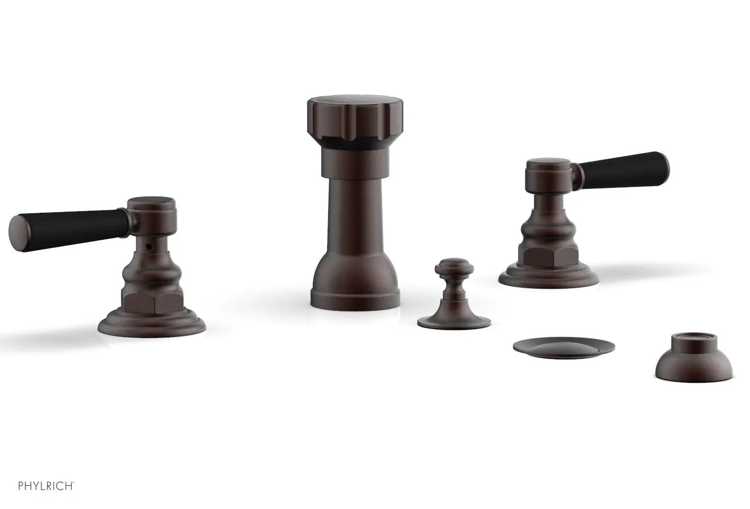 Phylrich HENRI Four Hole Bidet Set - Satin Black Lever Handles by Phylrich