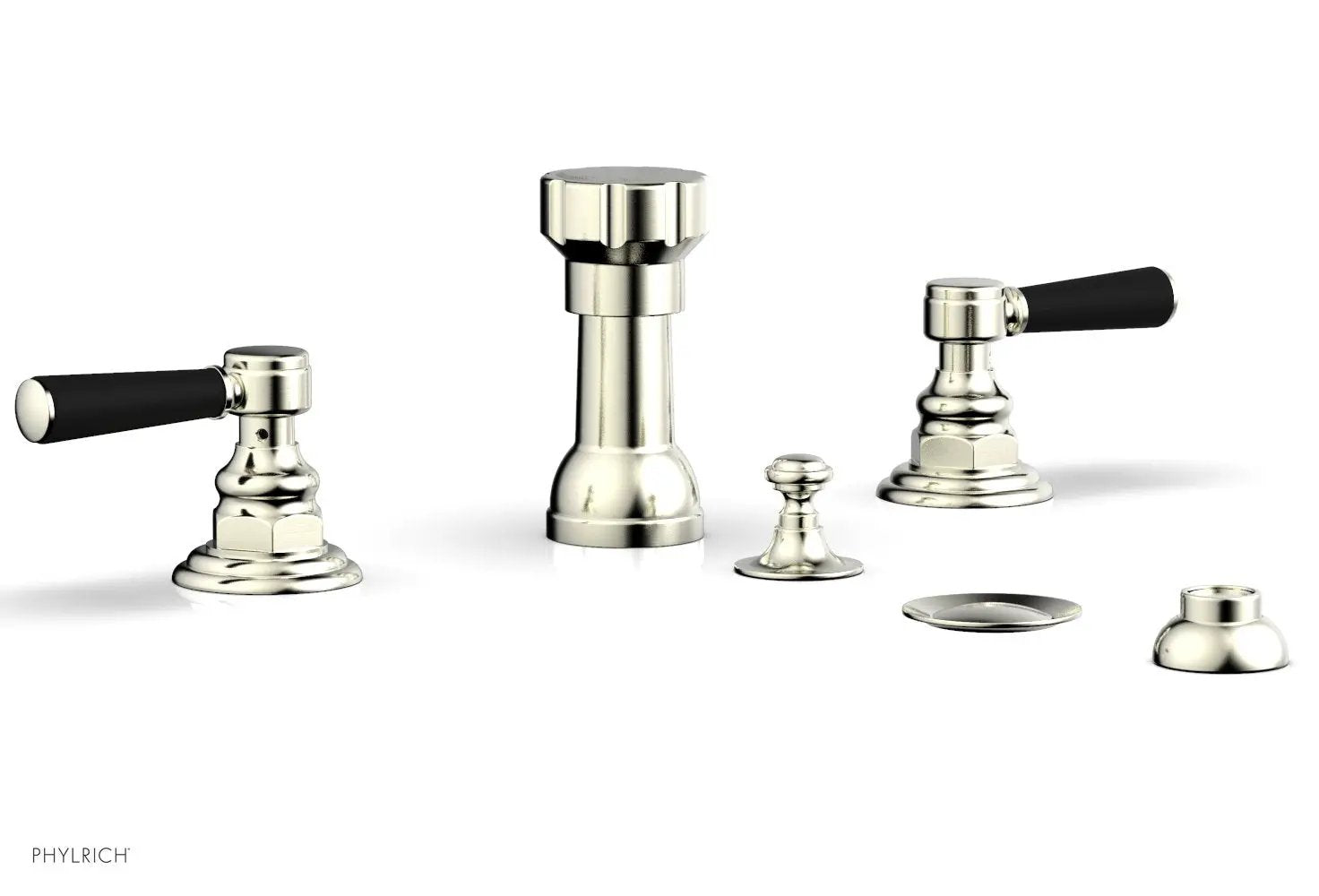 Phylrich HENRI Four Hole Bidet Set - Satin Black Lever Handles by Phylrich
