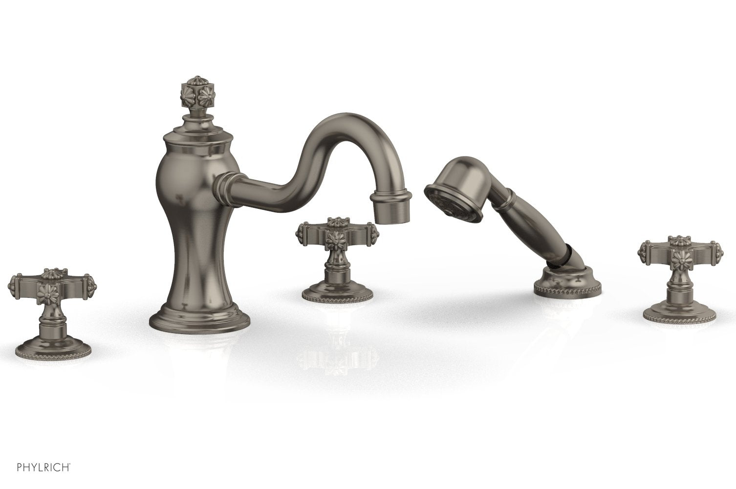 Phylrich MARVELLE Deck Tub Set with Hand Shower - Cross Handles