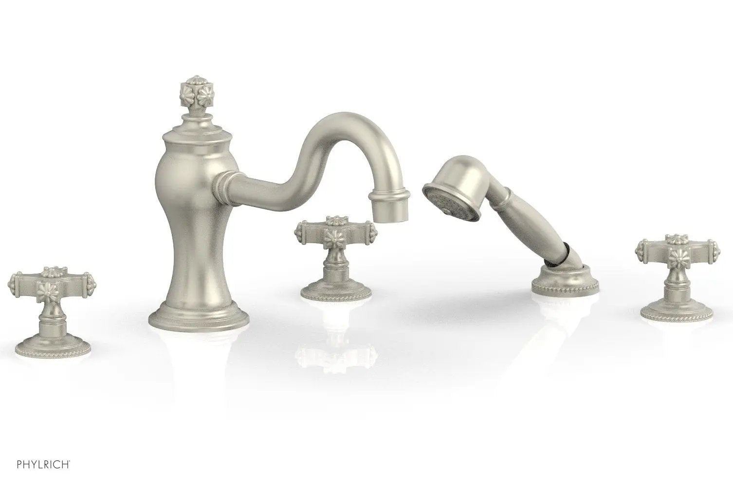 Phylrich MARVELLE Deck Tub Set with Hand Shower - Cross Handles by Phylrich
