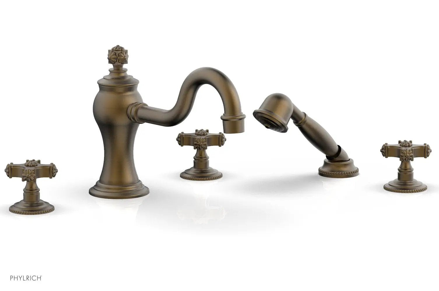 Phylrich MARVELLE Deck Tub Set with Hand Shower - Cross Handles by Phylrich