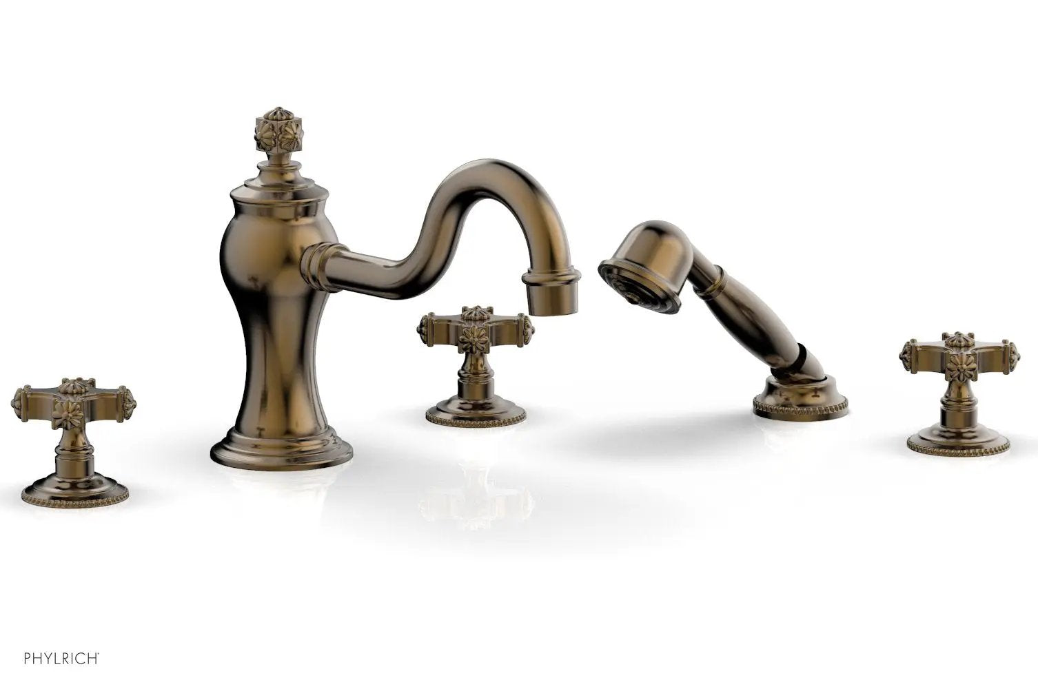 Phylrich MARVELLE Deck Tub Set with Hand Shower - Cross Handles by Phylrich