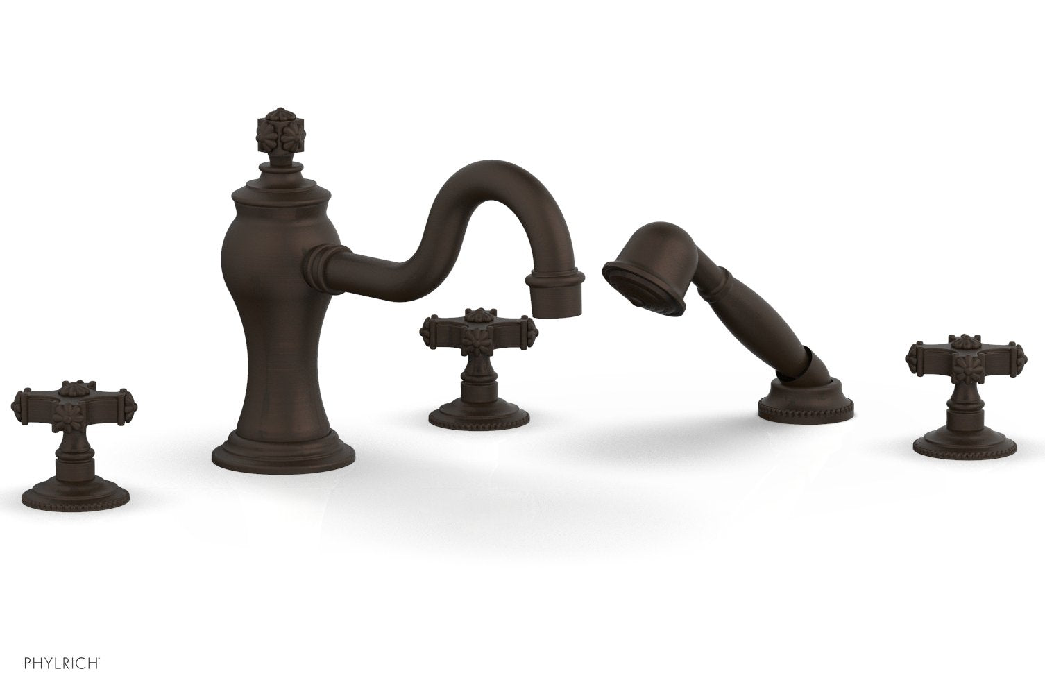 Phylrich MARVELLE Deck Tub Set with Hand Shower - Cross Handles