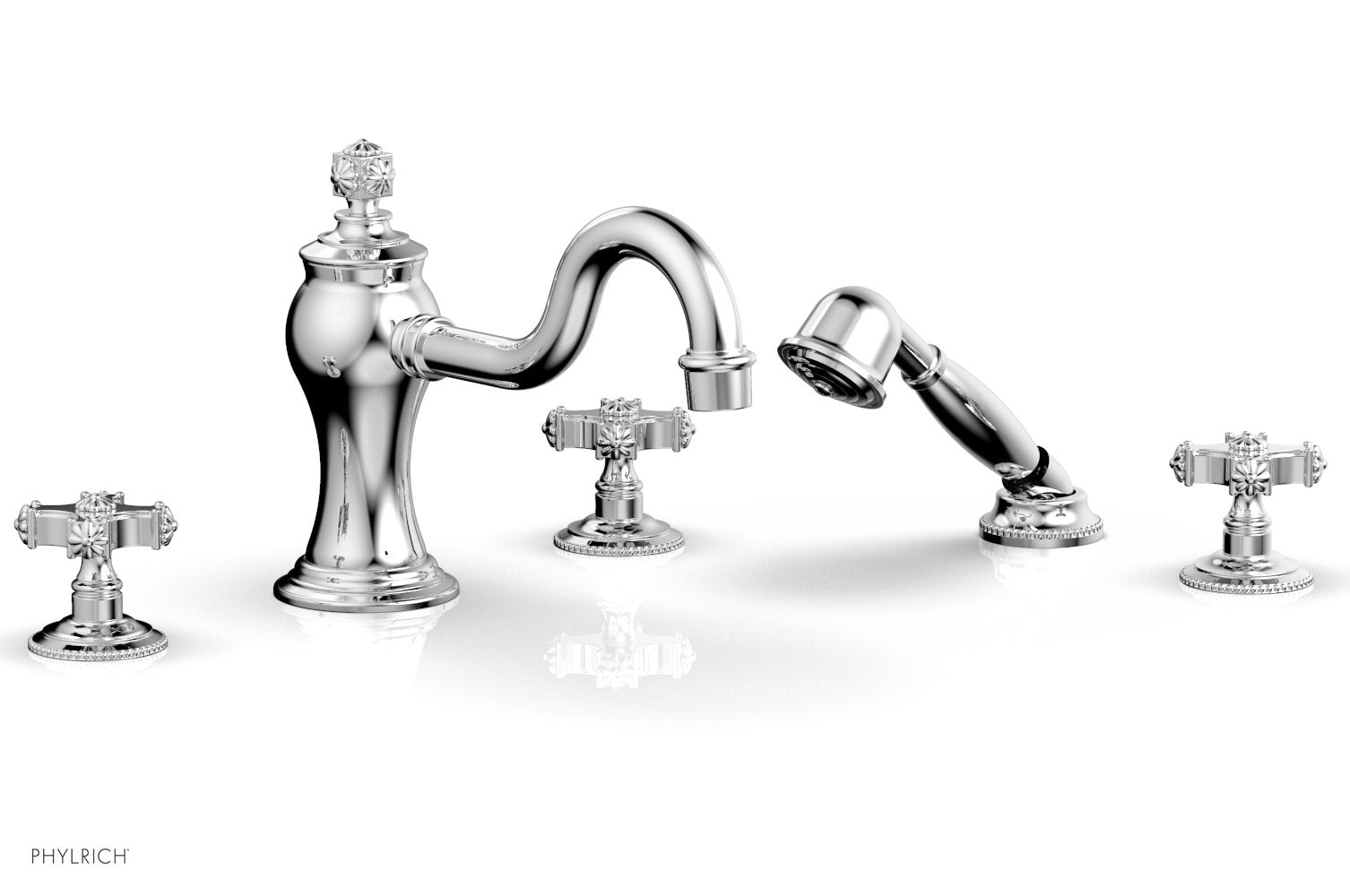 polished chrome deck tub set