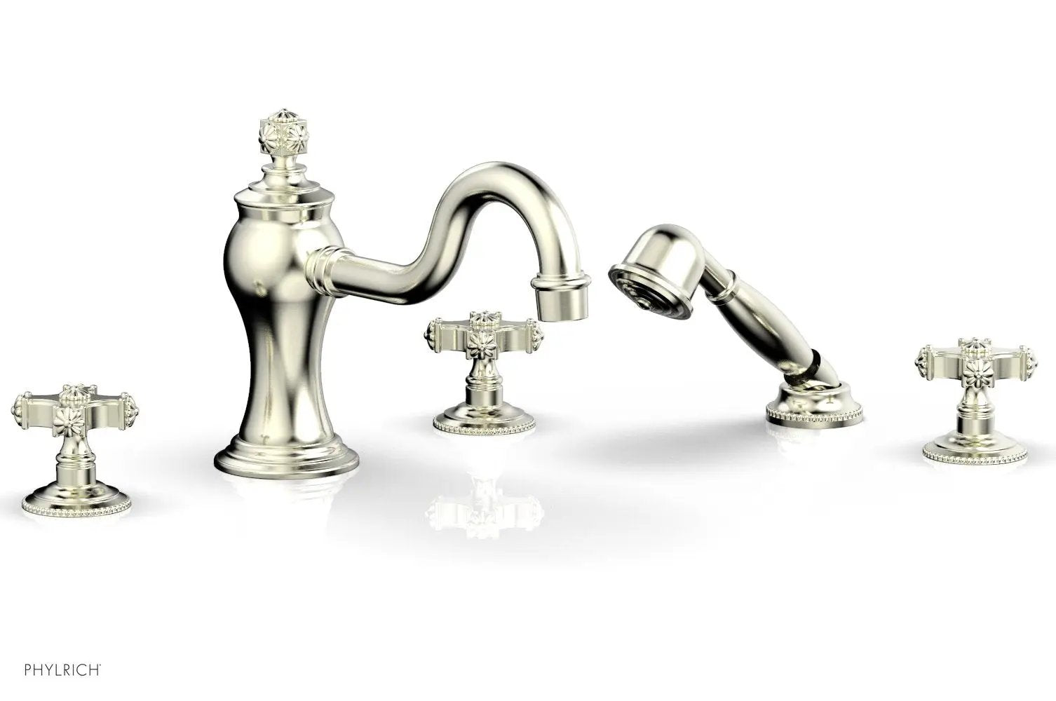 Phylrich MARVELLE Deck Tub Set with Hand Shower - Cross Handles by Phylrich