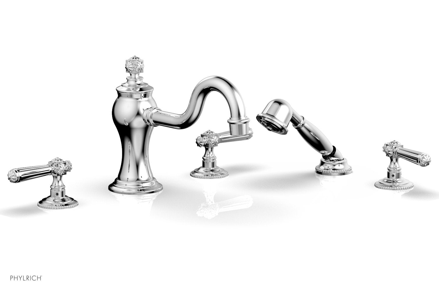 polished chrome deck tub set