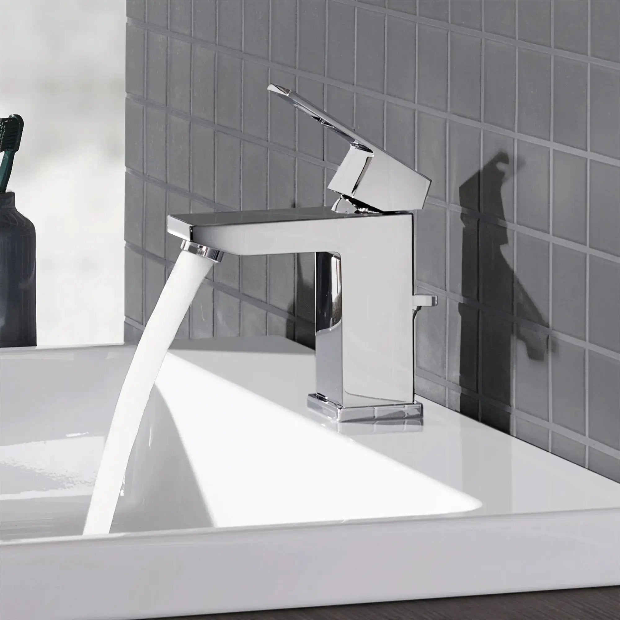 chrome bathroom faucet
