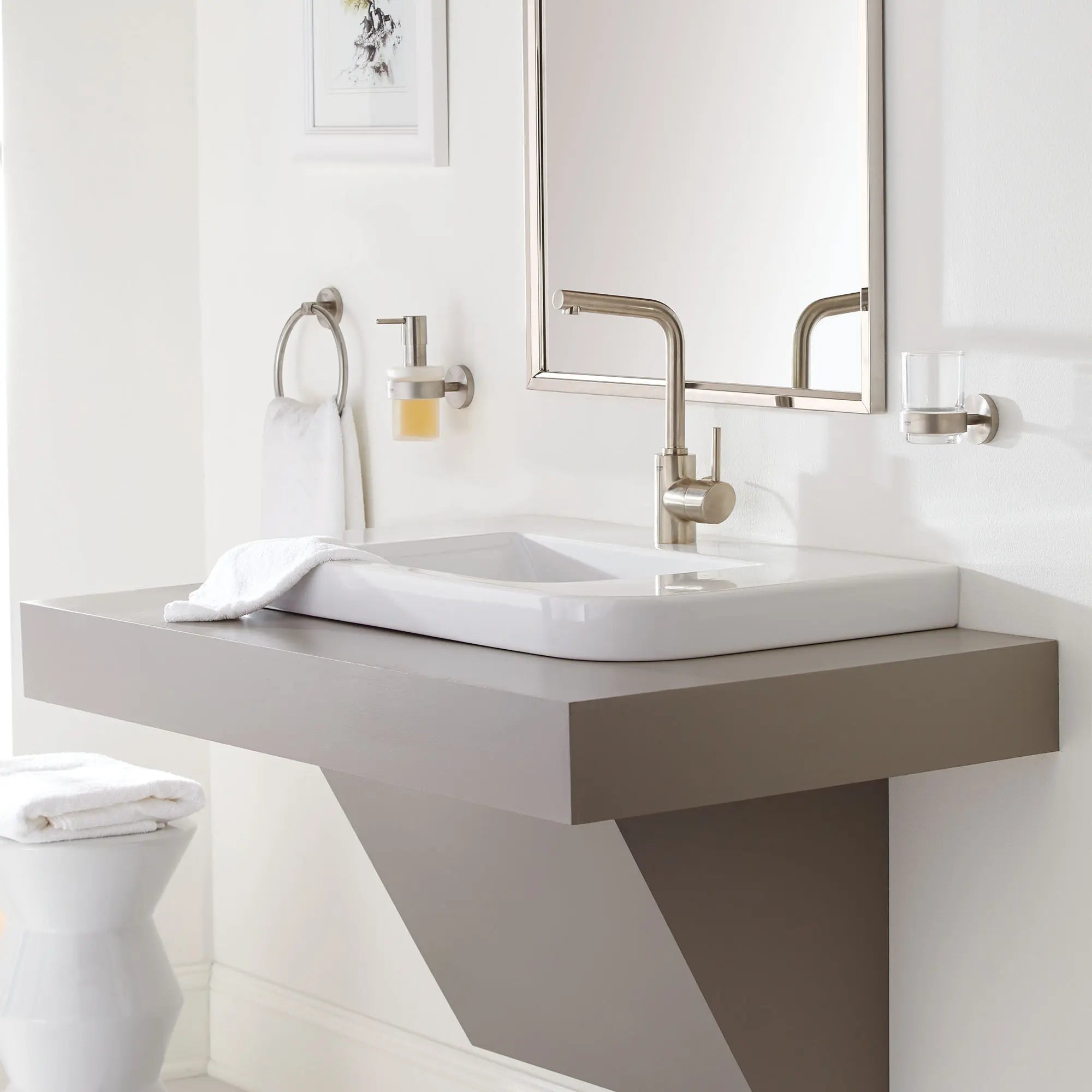 brushed nickel towel ring