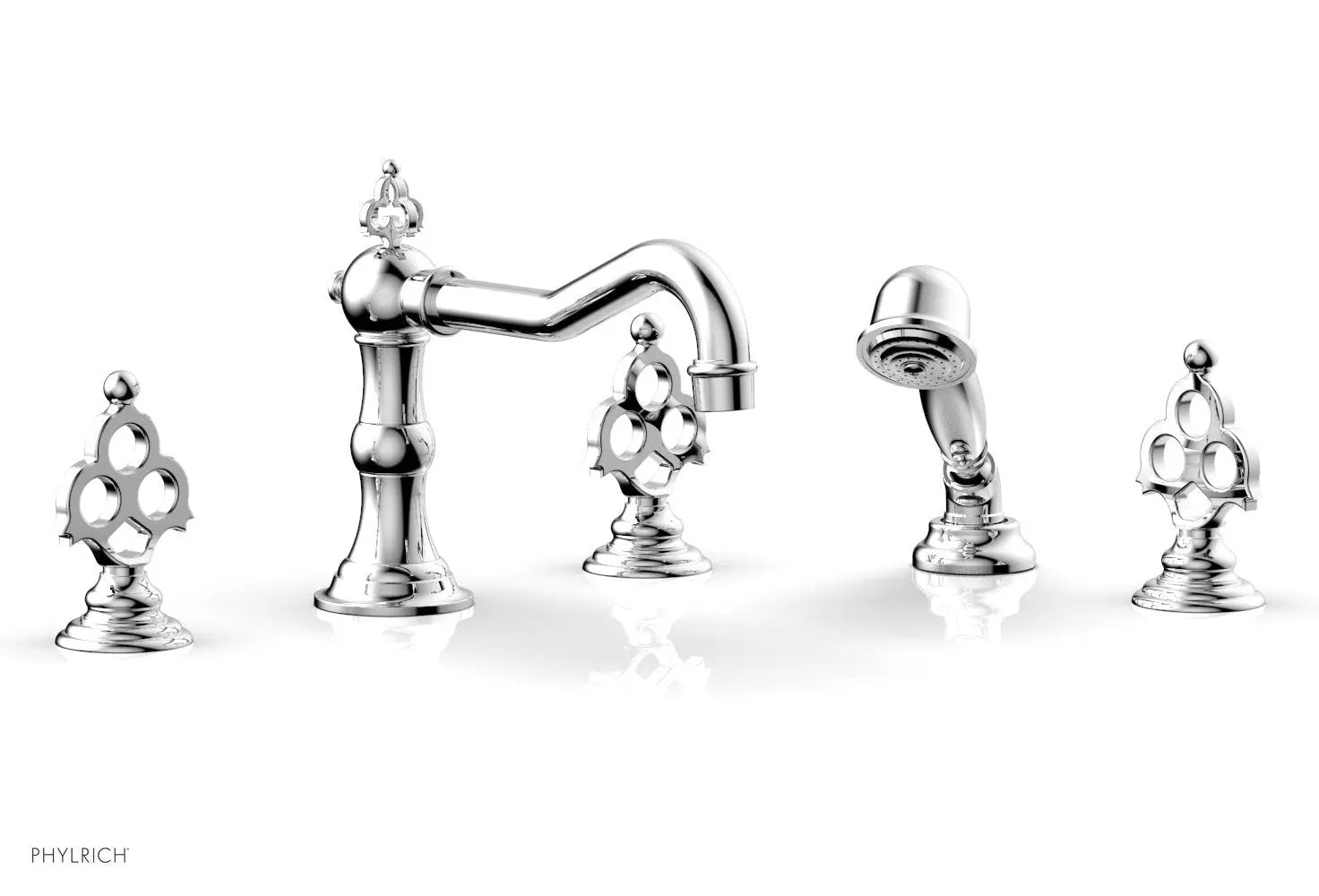 polished chrome deck tub set