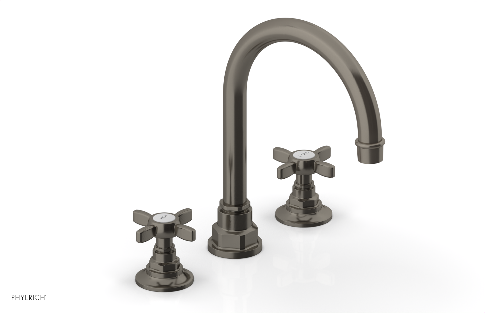 Phylrich Jamestown High Spout Widespread Faucet with Cross Handle