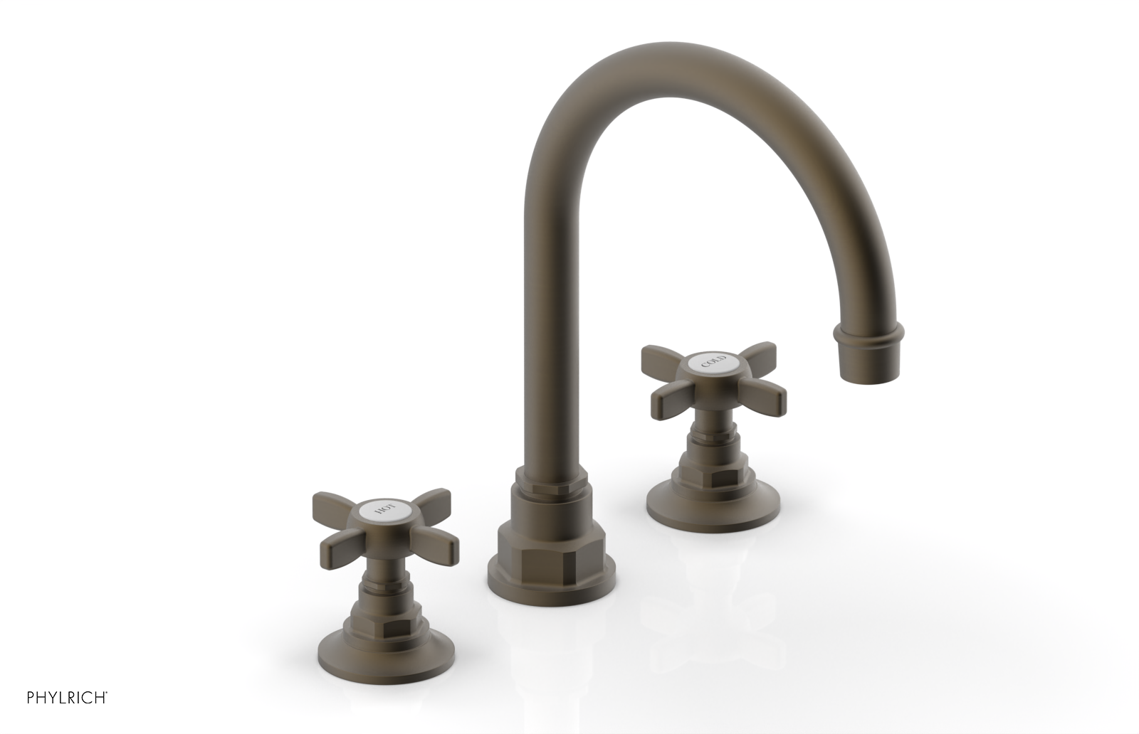 Phylrich Jamestown High Spout Widespread Faucet with Cross Handle