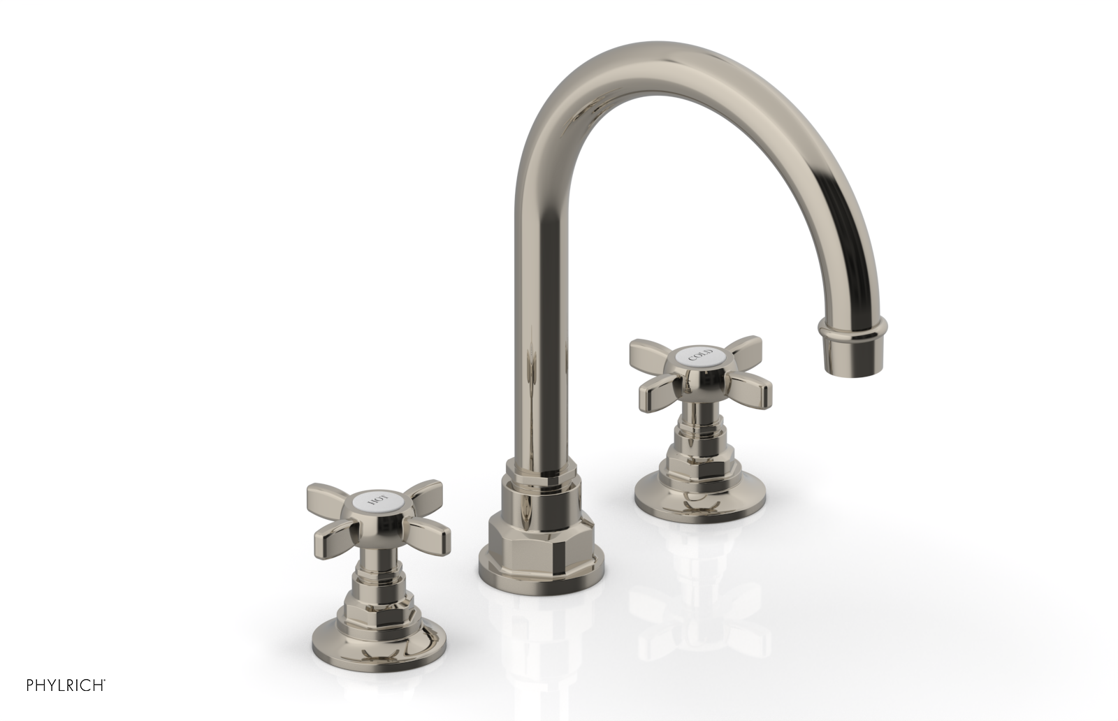 Phylrich Jamestown High Spout Widespread Faucet with Cross Handle