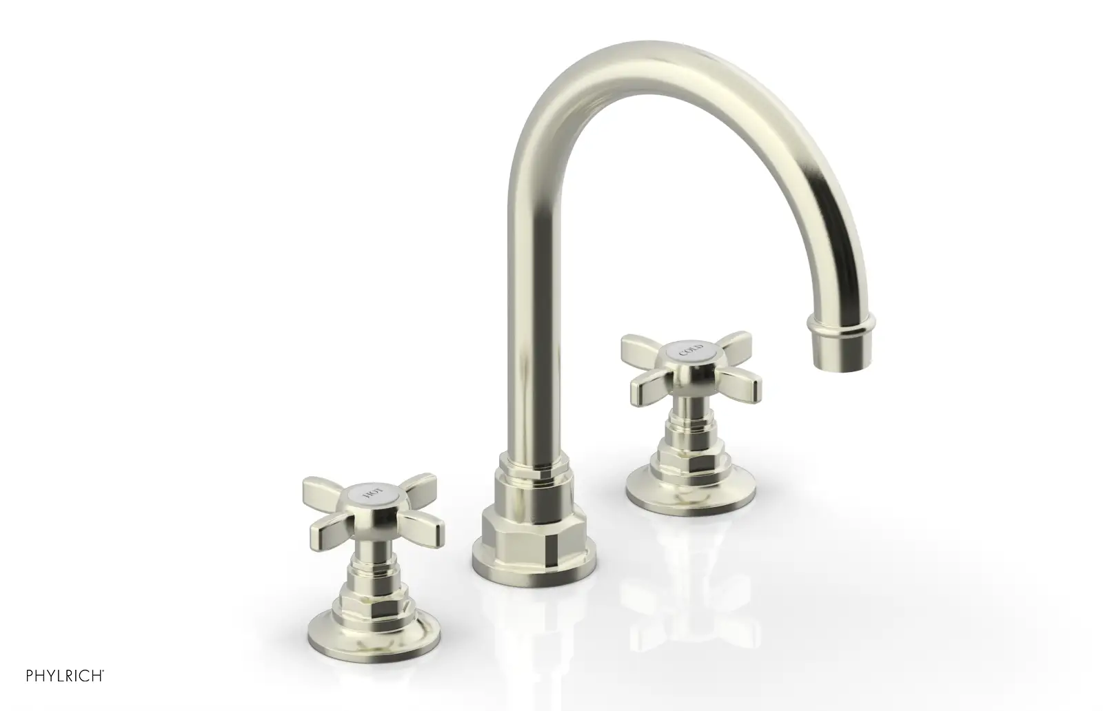 Phylrich Jamestown High Spout Widespread Faucet with Cross Handle by Phylrich