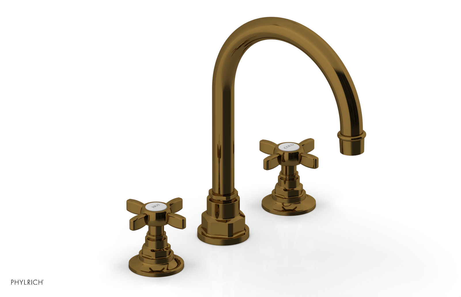 Phylrich Jamestown High Spout Widespread Faucet with Cross Handle