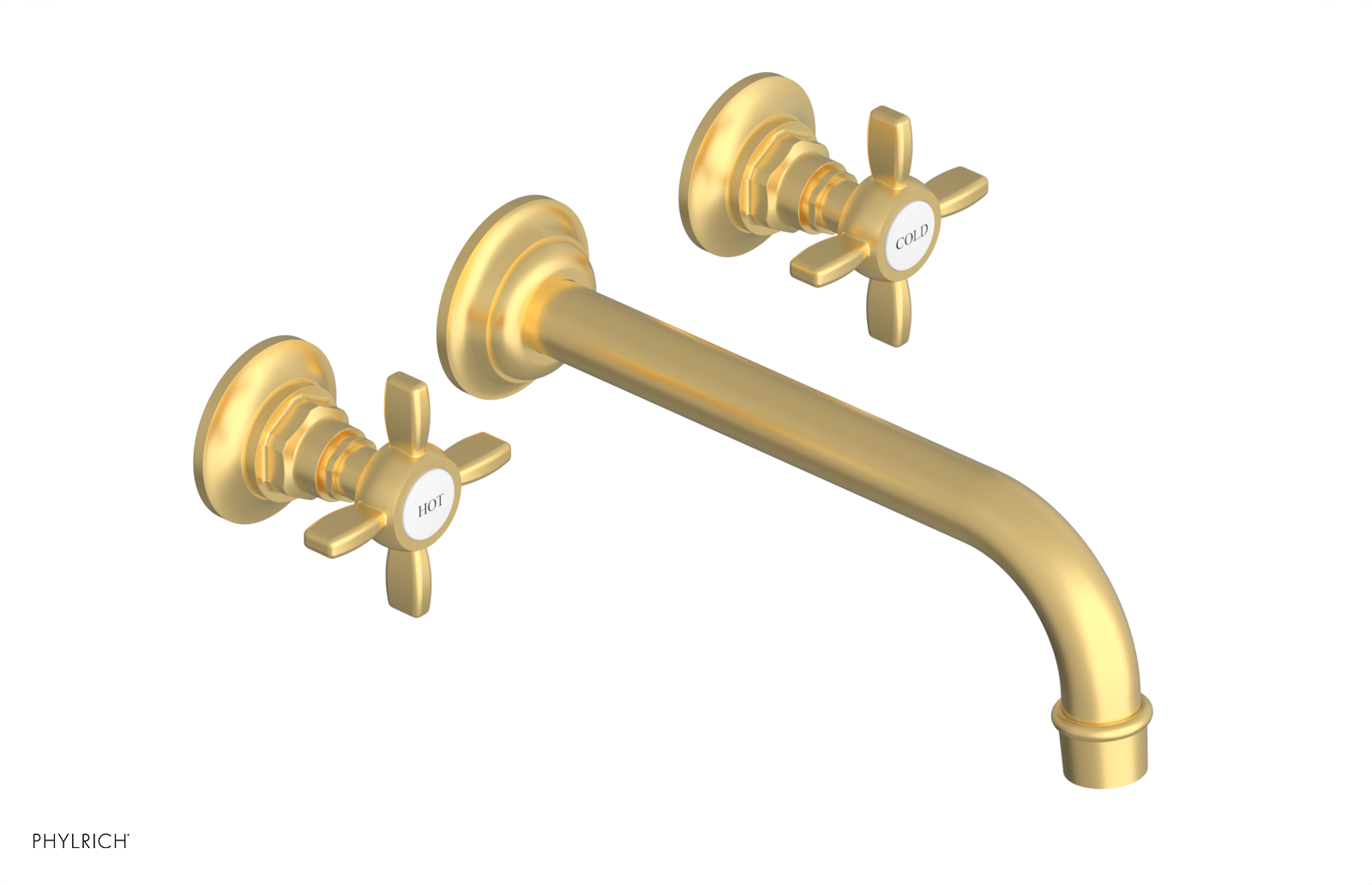 Phylrich Jamestown 10" Spout Wall Lavatory Set with Cross Handle by Phylrich