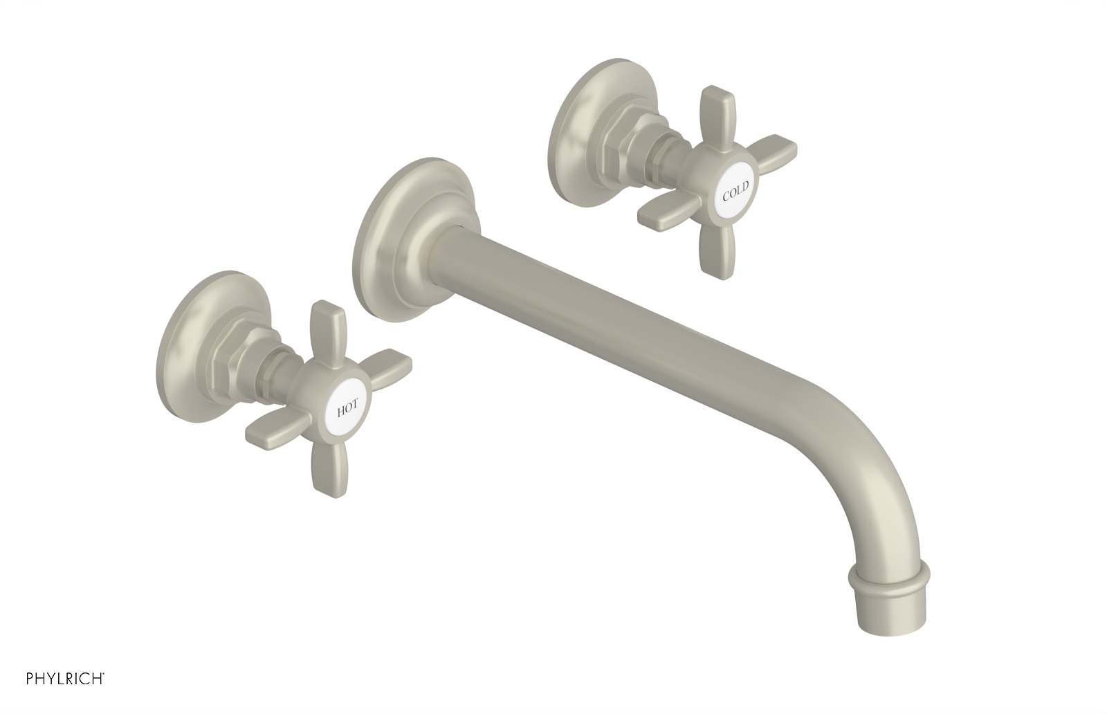 Phylrich Jamestown 10" Spout Wall Tub Set with Cross Handle