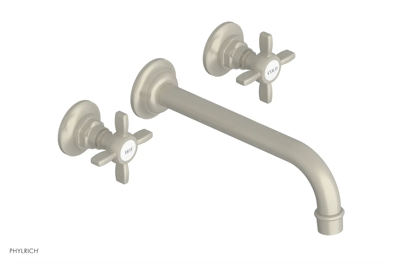 Phylrich Jamestown 10" Spout Wall Lavatory Set with Cross Handle by Phylrich